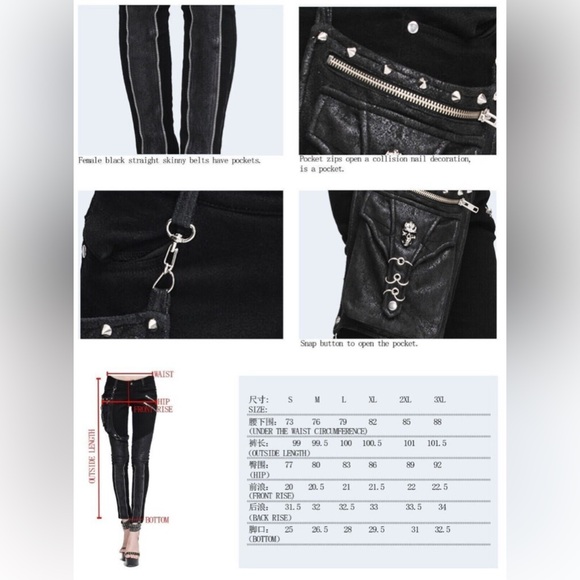 Devil Fashion ‘Take the Power Back’ Women's Steampunk/Gothic Slim-Fit Pants L - Picture 2 of 15